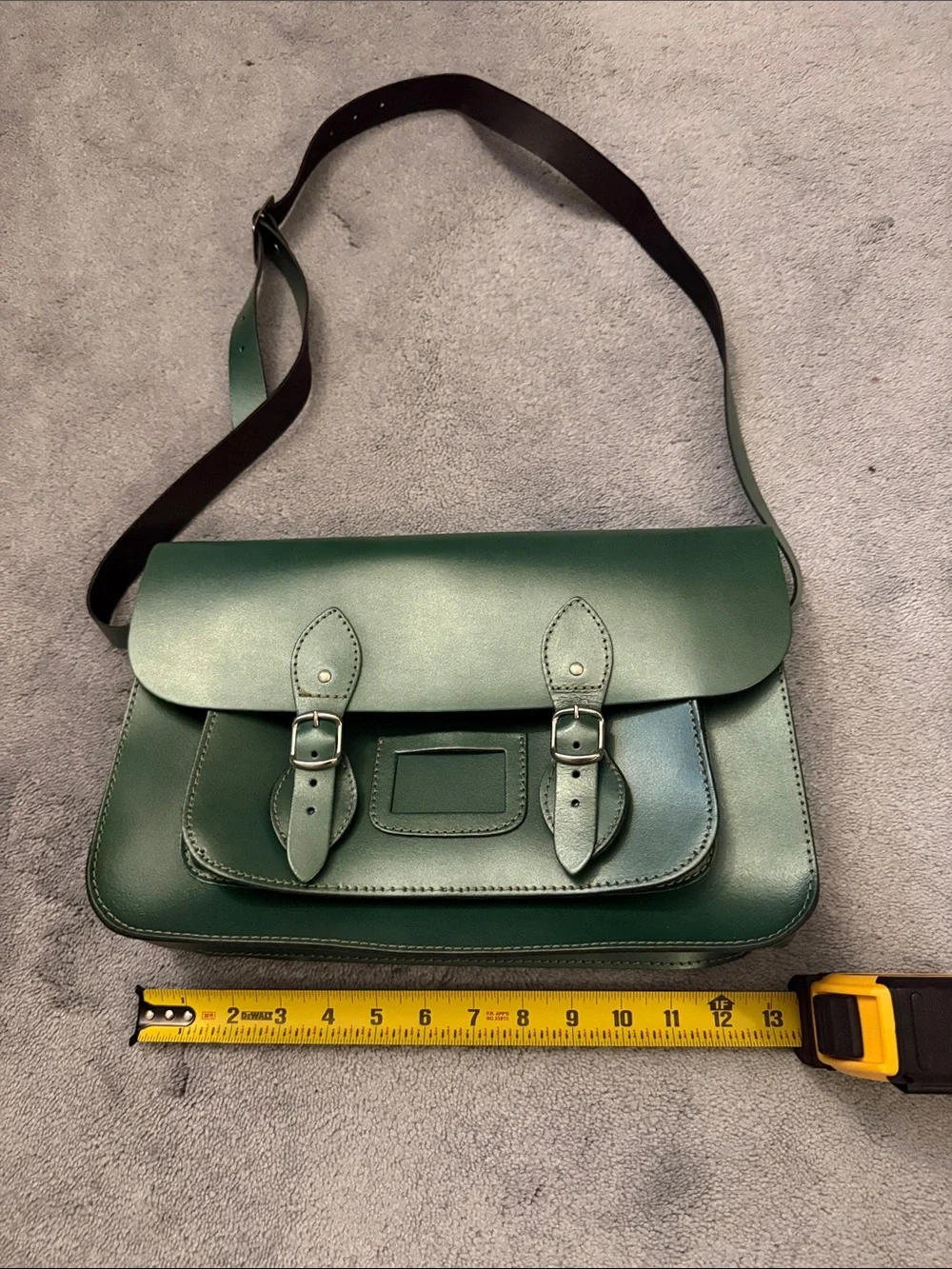 Women’s Green Leather Messenger Bag - Classic Satchel (brand unknown from Italy)